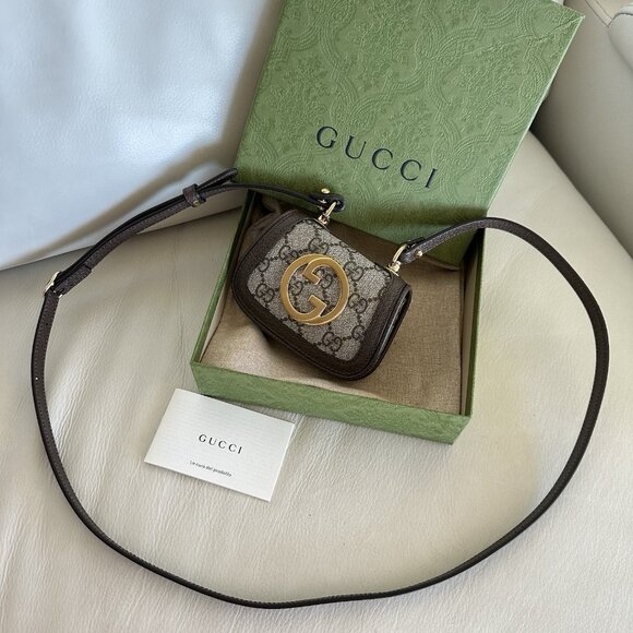 NEW Gucci GG Supreme Monogram Dollar Calfskin Blondie Card Case Wallet Textured - Picture 6 of 10